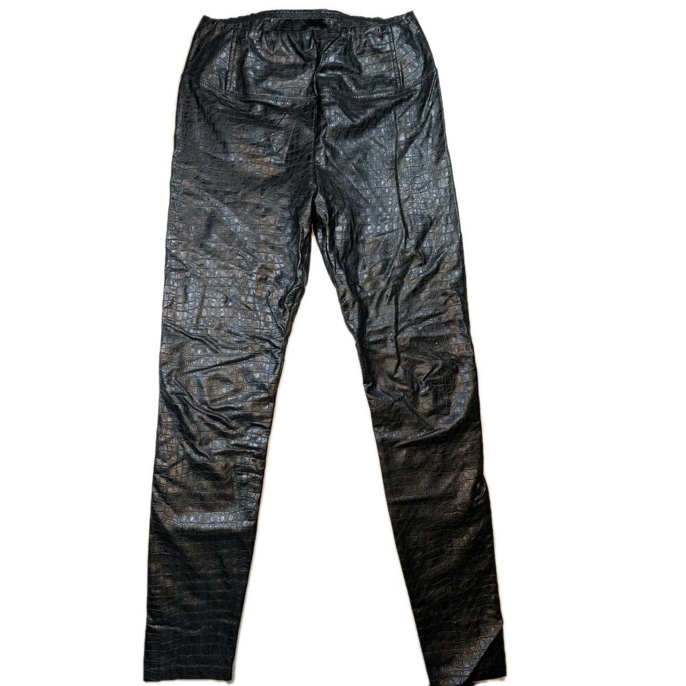 7 For All Mankind Faux Leather Croc Skinny Pants Black Size Medium
